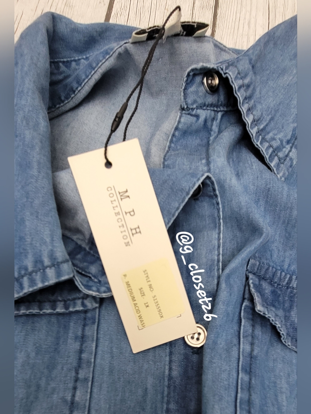 NWT M.P.H. Denim Button-Front Maxi Shirt Dress with Belt - Picture 11 of 12
